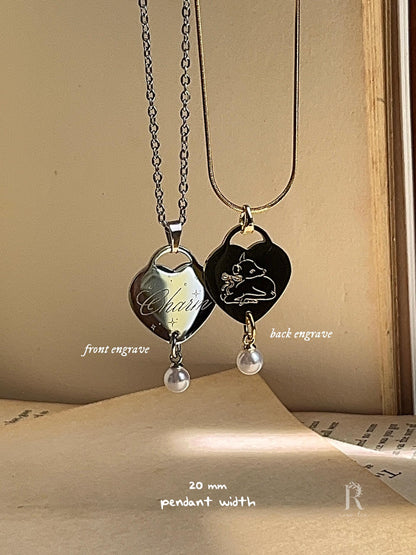 Charm | Heart Shaped with Pearl - Clairo Inspired Necklace - by Rosa Lia