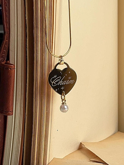 Charm | Heart Shaped with Pearl - Clairo Inspired Necklace - by Rosa Lia