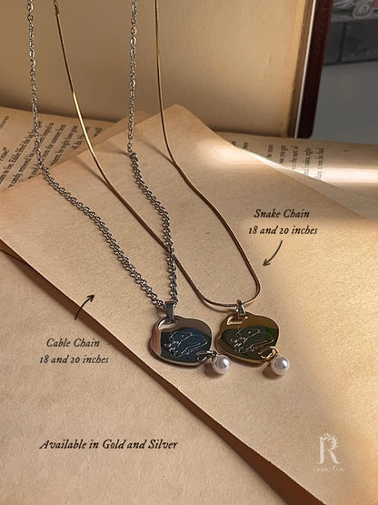 Charm | Heart Shaped with Pearl - Clairo Inspired Necklace - by Rosa Lia