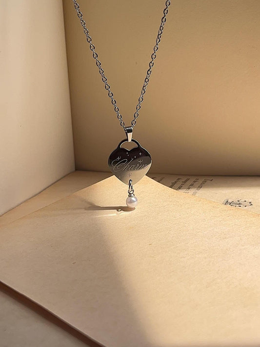 Charm | Heart Shaped with Pearl - Clairo Inspired Necklace - by Rosa Lia
