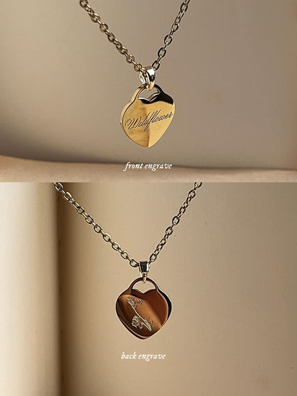 Wildflower Engraved Necklace: Stainless Steel Billie Inspired Jewelry