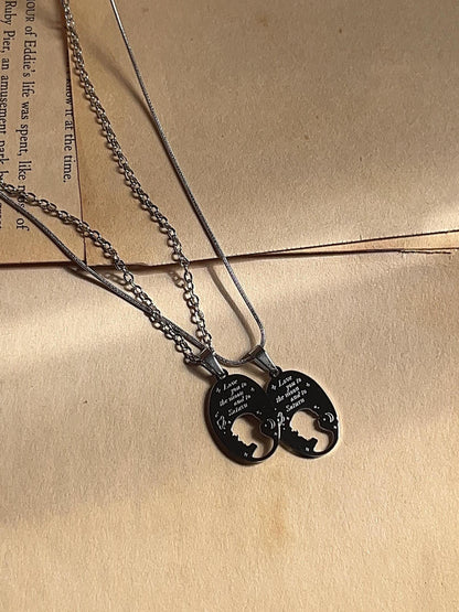 Love You To The Moon And Saturn Necklace: Stainless Steel Seven Inspired