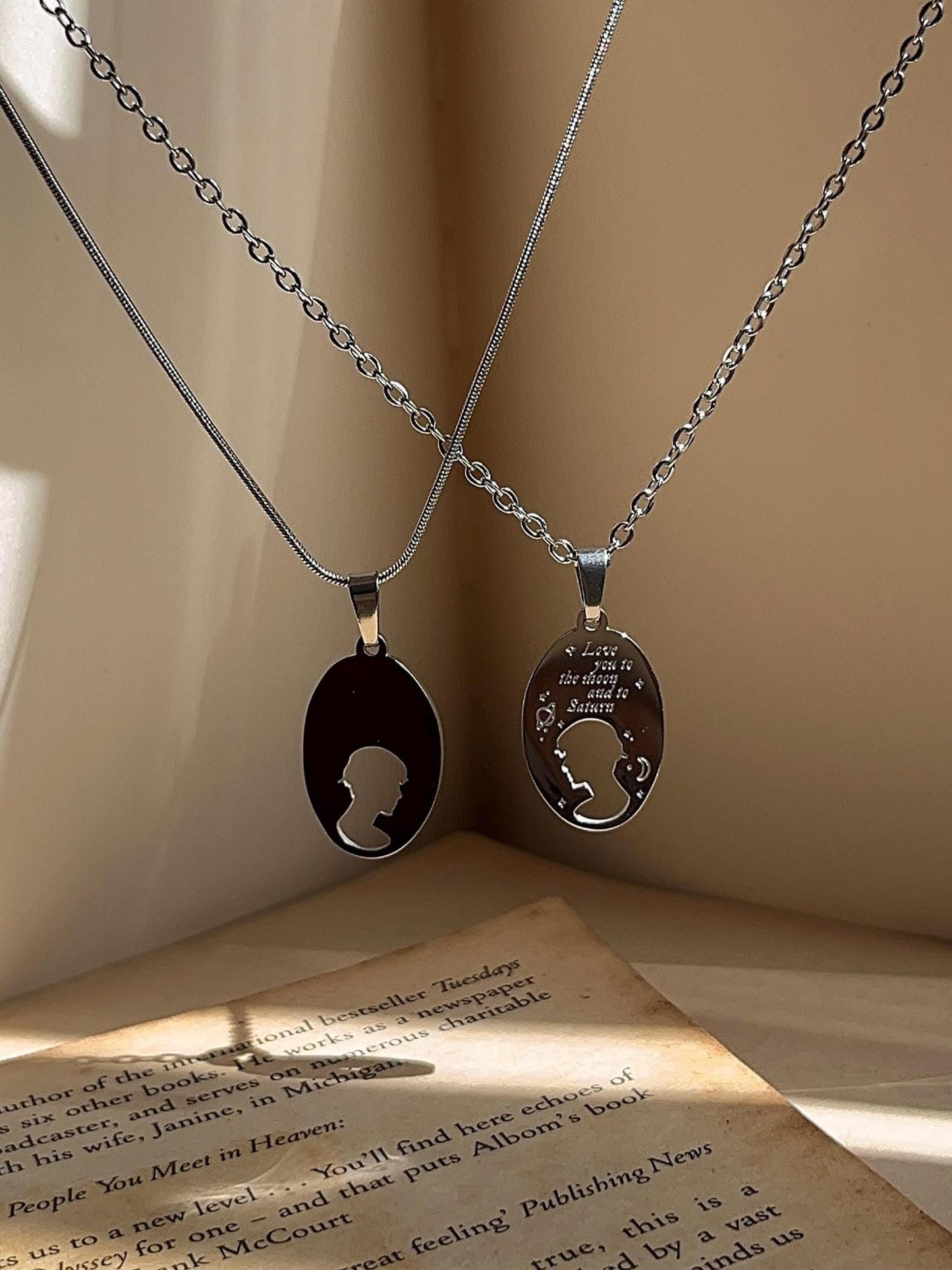 Love You To The Moon And Saturn Necklace: Stainless Steel Seven Inspired