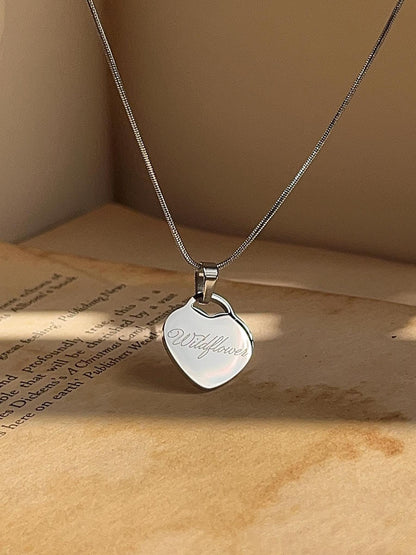 Wildflower Engraved Necklace: Stainless Steel Billie Inspired Jewelry