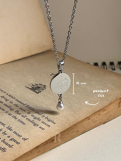 Charm | Clairo Inspired Stainless Steel Necklace with Pearl - by Rosa Lia