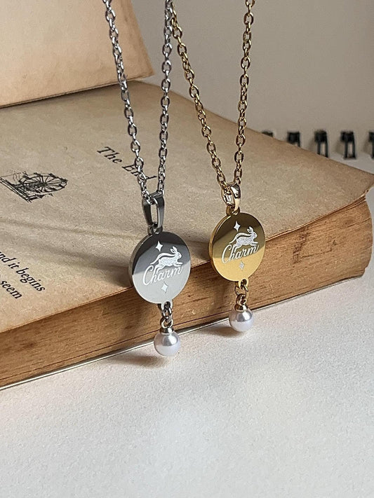 Charm | Clairo Inspired Stainless Steel Necklace with Pearl - by Rosa Lia