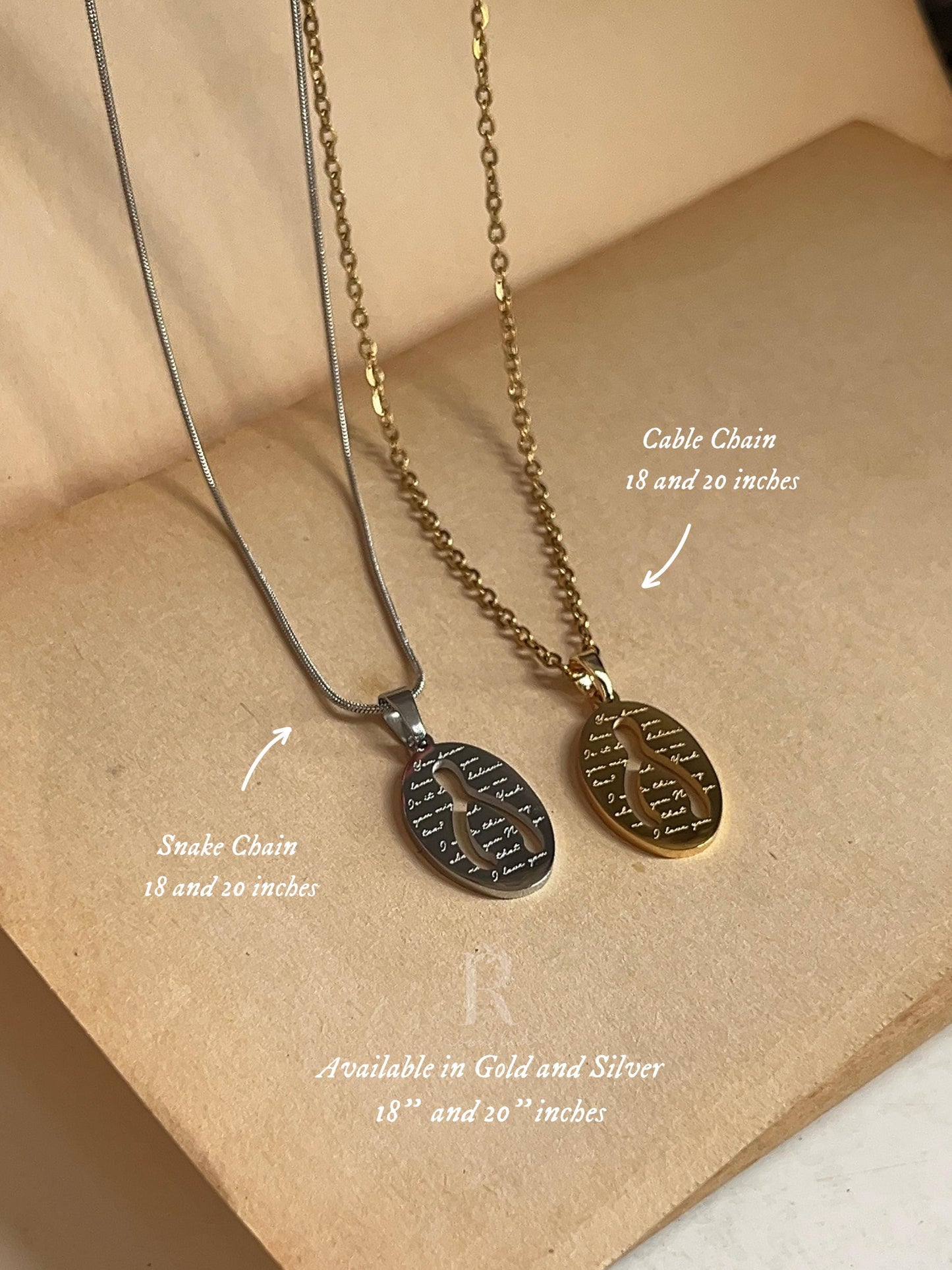 Wishbone Necklace | Lyric Engraved | Conan Inspired Stainless Steel Necklace - by Rosa Lia