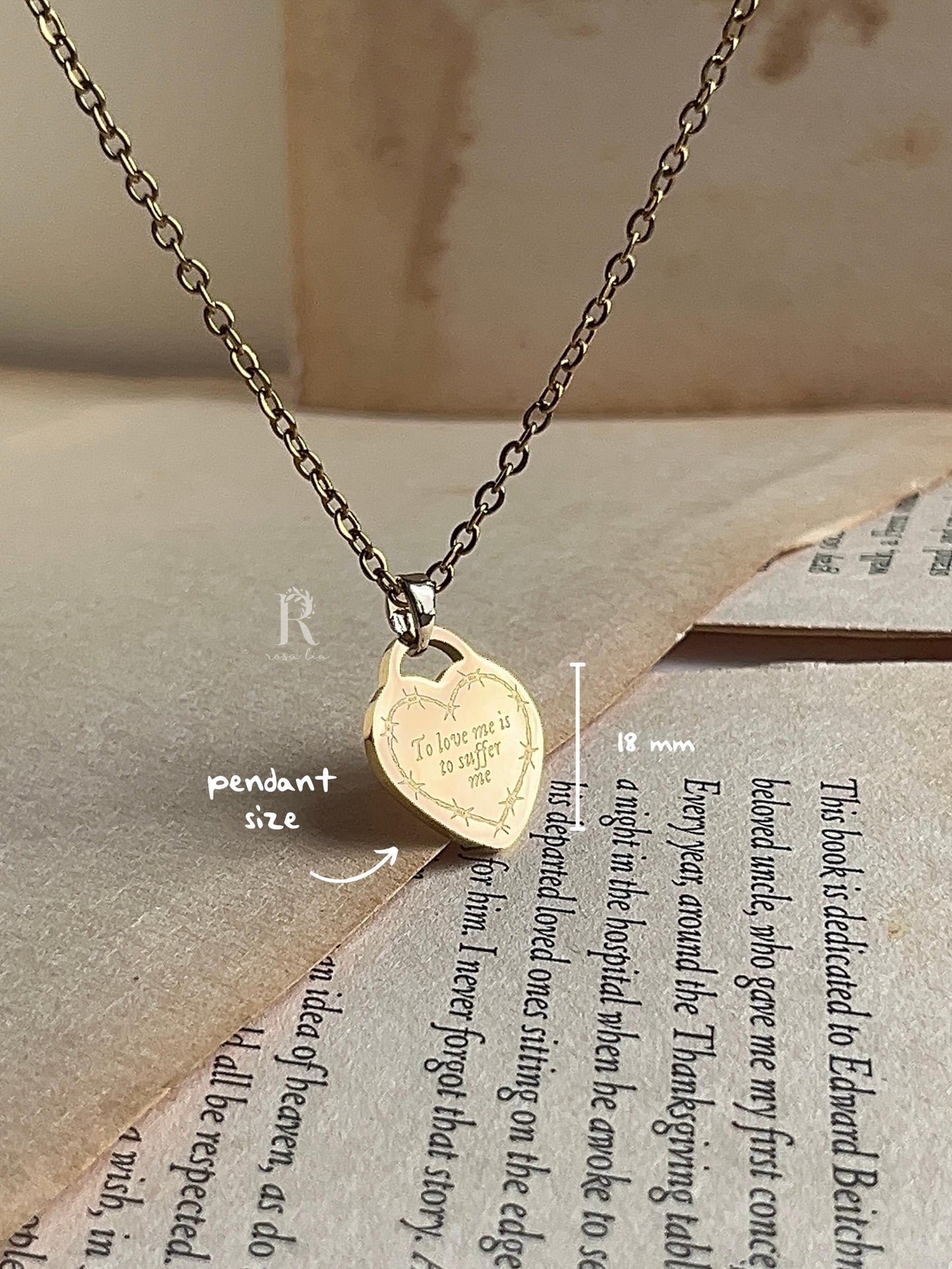 To Love Me Is To Suffer Me | Heart Pendant | Stainless Steel Necklace
