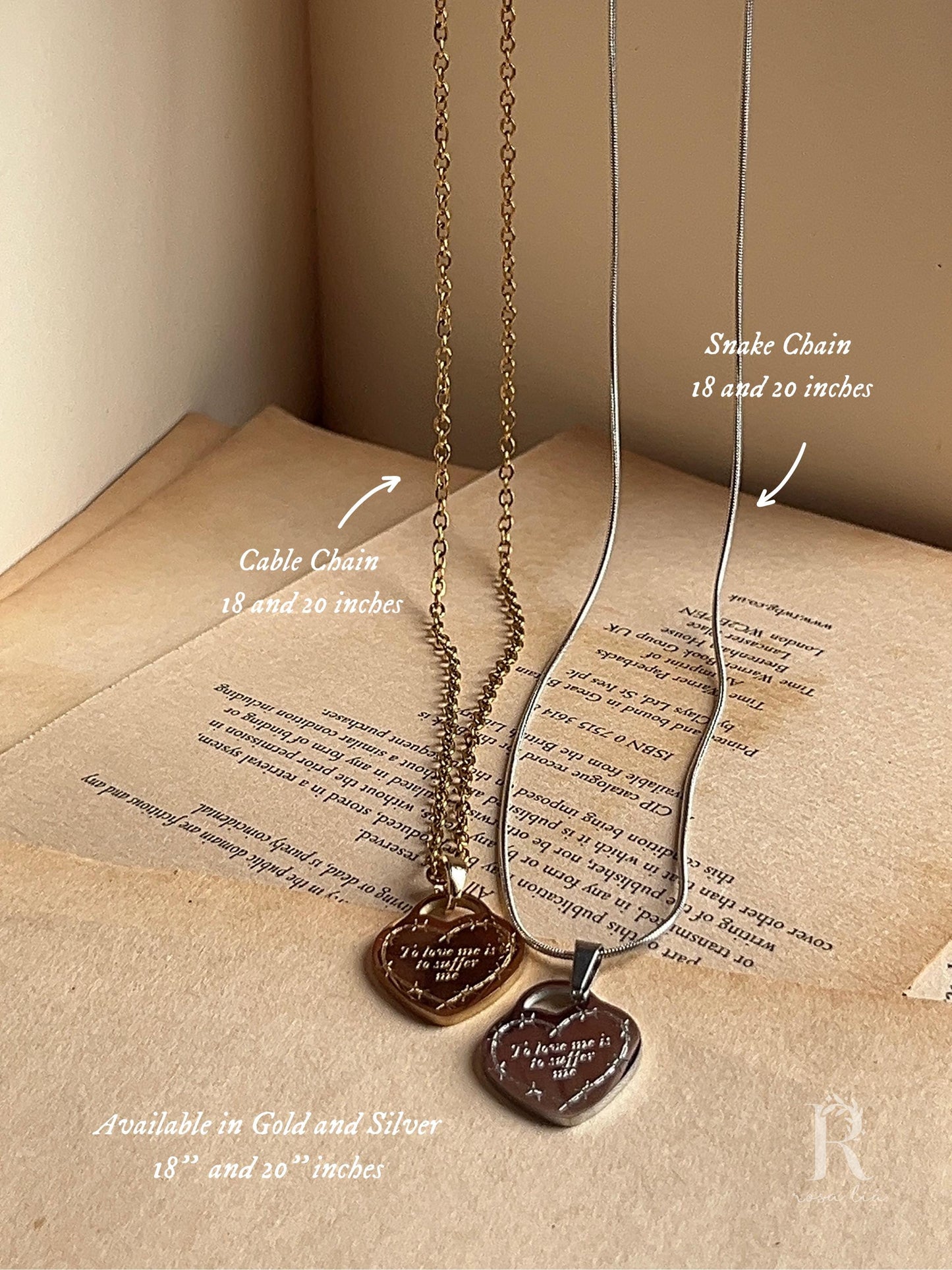 To Love Me Is To Suffer Me | Heart Pendant | Stainless Steel Necklace