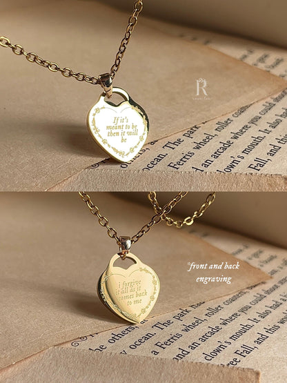 If It's Meant To Be | Engraved Heart Pendant | Stainless Steel Necklace