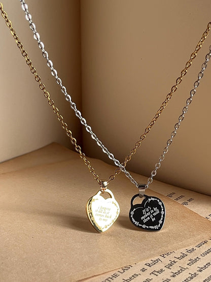 If It's Meant To Be | Engraved Heart Pendant | Stainless Steel Necklace