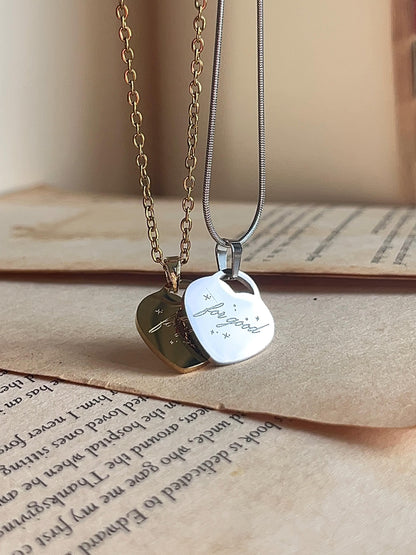 For Good - Inspired Necklace - Back-to-Back Engrave - Heart Pendant | by Rosa Lia