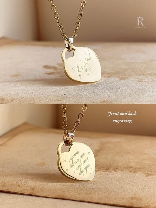 For Good - Inspired Necklace - Back-to-Back Engrave - Heart Pendant | by Rosa Lia