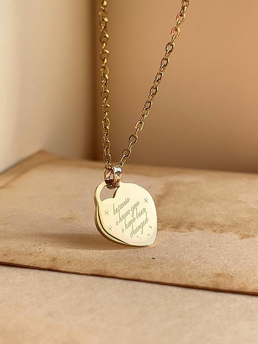 For Good - Inspired Necklace - Back-to-Back Engrave - Heart Pendant | by Rosa Lia