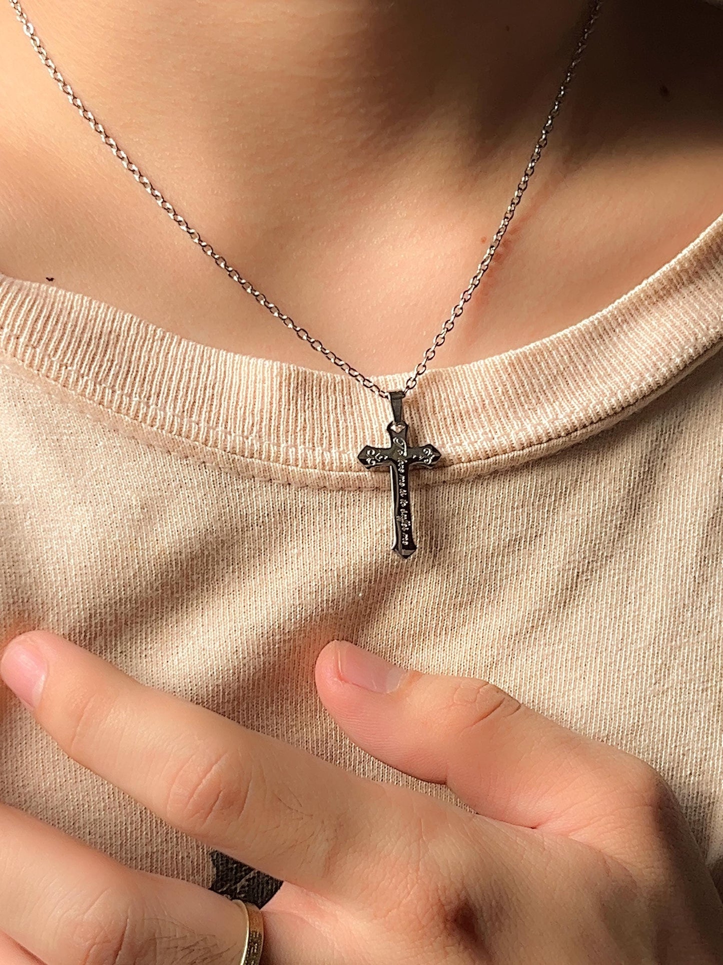 To Love Me Is To Suffer Me | Engraved Cross Pendant | Stainless Steel Necklace