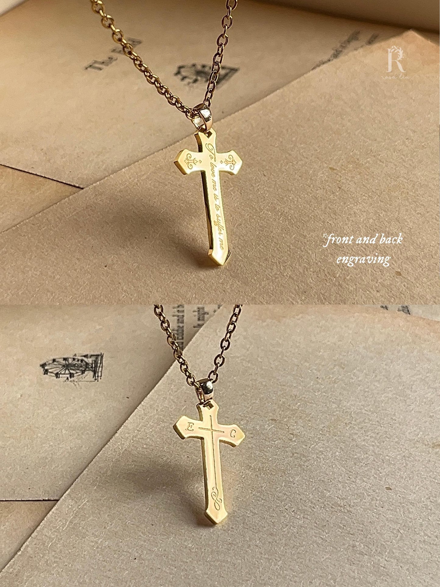 To Love Me Is To Suffer Me | Engraved Cross Pendant | Stainless Steel Necklace