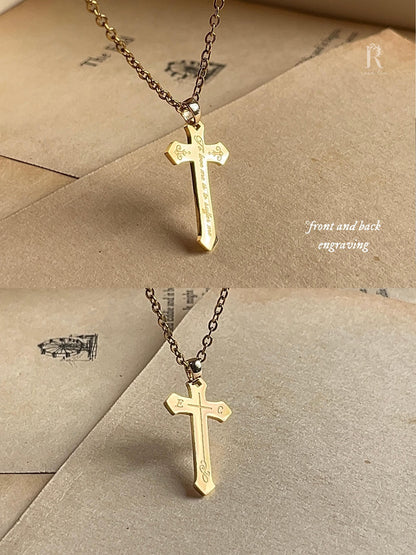 To Love Me Is To Suffer Me | Engraved Cross Pendant | Stainless Steel Necklace