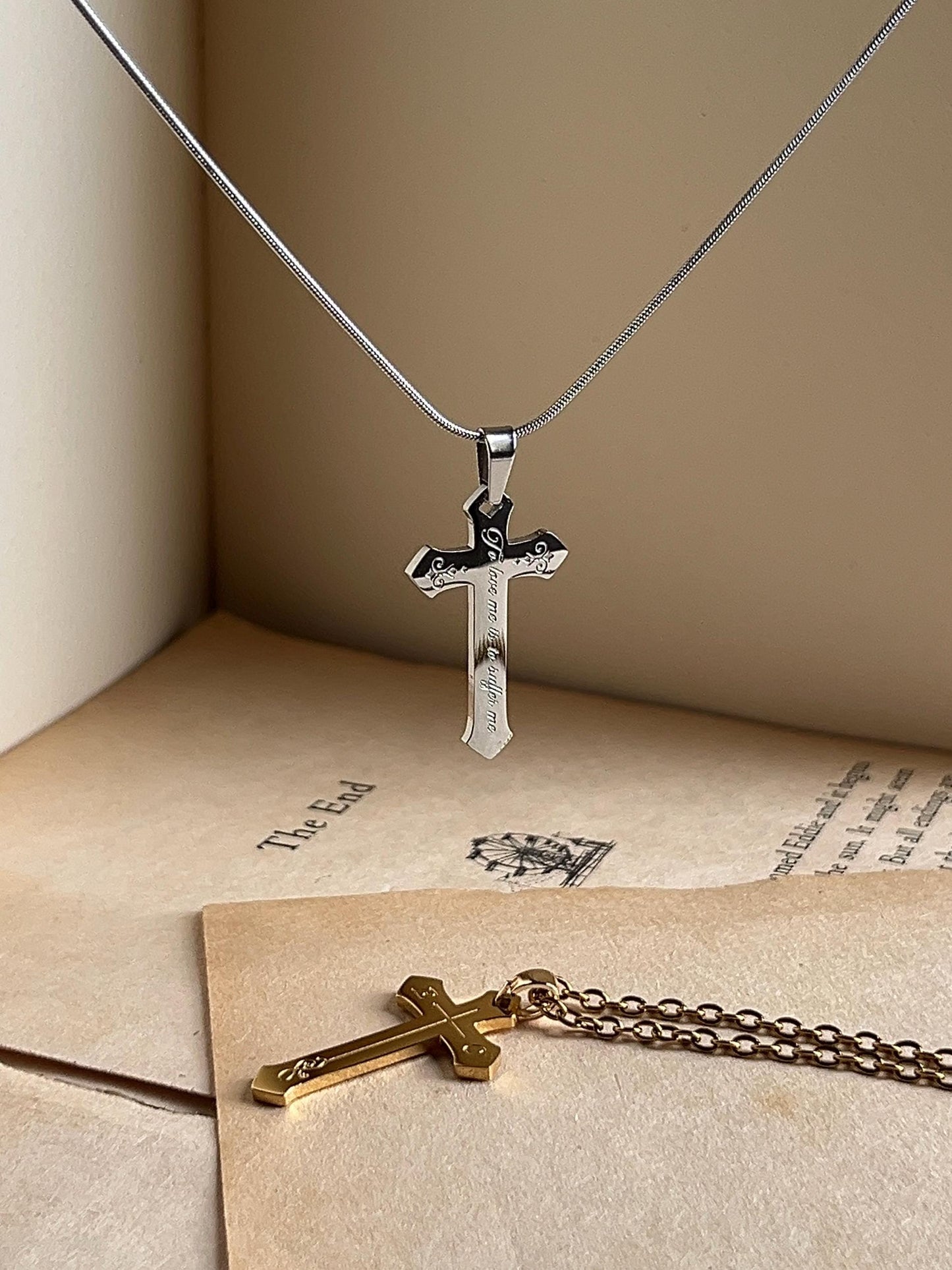 To Love Me Is To Suffer Me | Engraved Cross Pendant | Stainless Steel Necklace