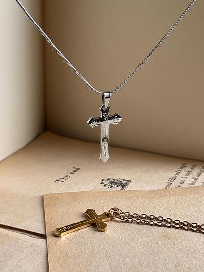 To Love Me Is To Suffer Me | Engraved Cross Pendant | Stainless Steel Necklace
