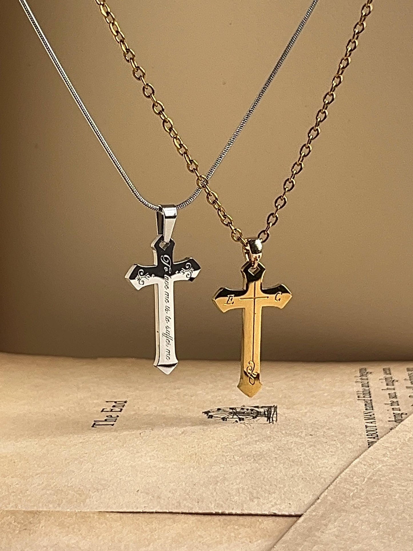 To Love Me Is To Suffer Me | Engraved Cross Pendant | Stainless Steel Necklace