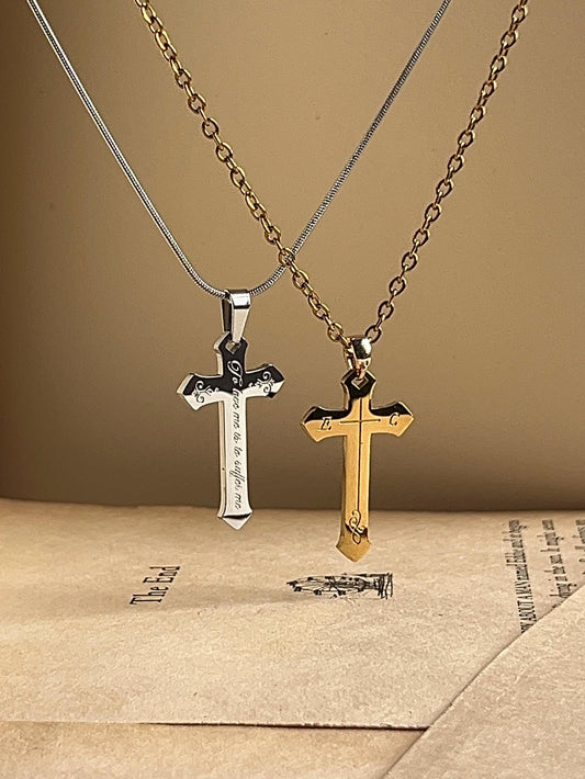 To Love Me Is To Suffer Me | Engraved Cross Pendant | Stainless Steel Necklace