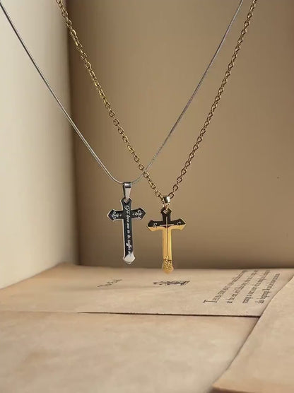 To Love Me Is To Suffer Me | Engraved Cross Pendant | Stainless Steel Necklace