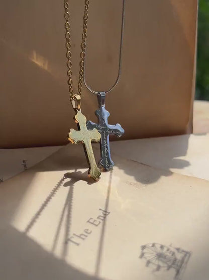 If It's Meant To Be | Cross Pendant | Sun Bleached Flies Lyrics Back To Back Engraved - by Rosa Lia